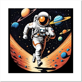 Astronaut Running in Space Posters and Art